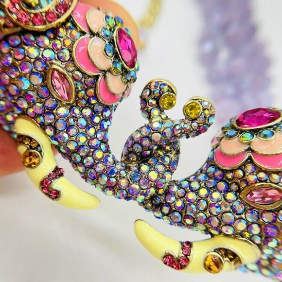 Heidi Daus Double Vision Crystal Beaded Elephant Necklace NWOT - Picture 7 of 13